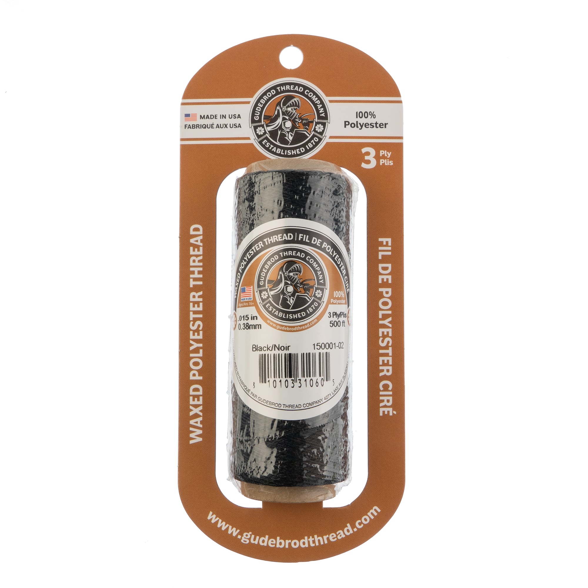 Gudebrod 0.015" Waxed Polyester Thread